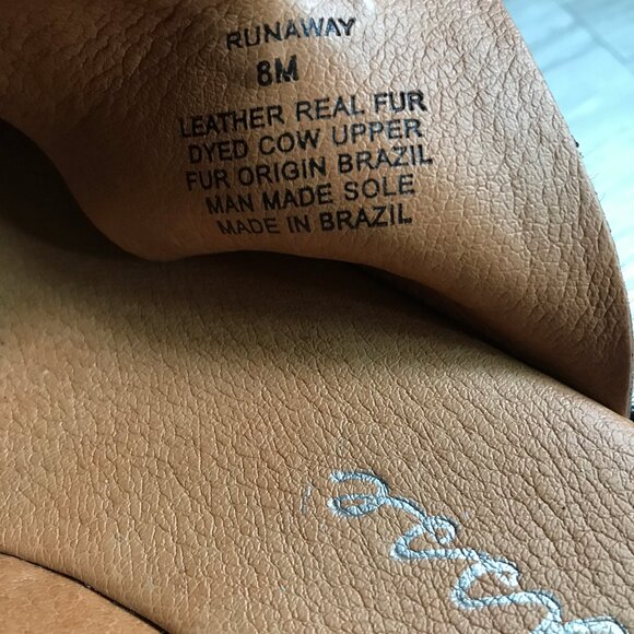 Matisse Runway Leather Calf Fur Brown Platform Sandals - Picture 6 of 7